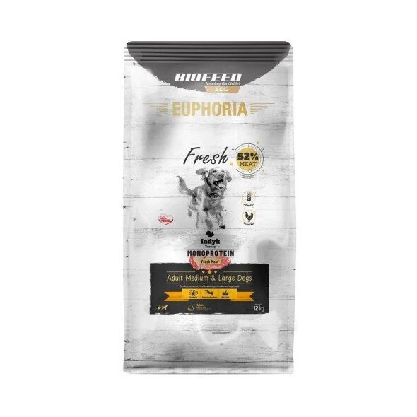 BIOFEED Euphoria Fresh Meat Adult Medium & Large Indyk Monoprotein 12kg
