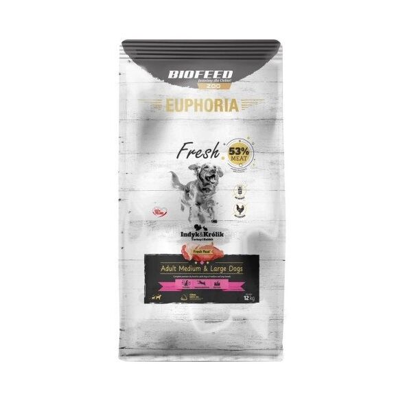 BIOFEED Euphoria Fresh Meat Adult Medium & Large Indyk i Królik 12kg