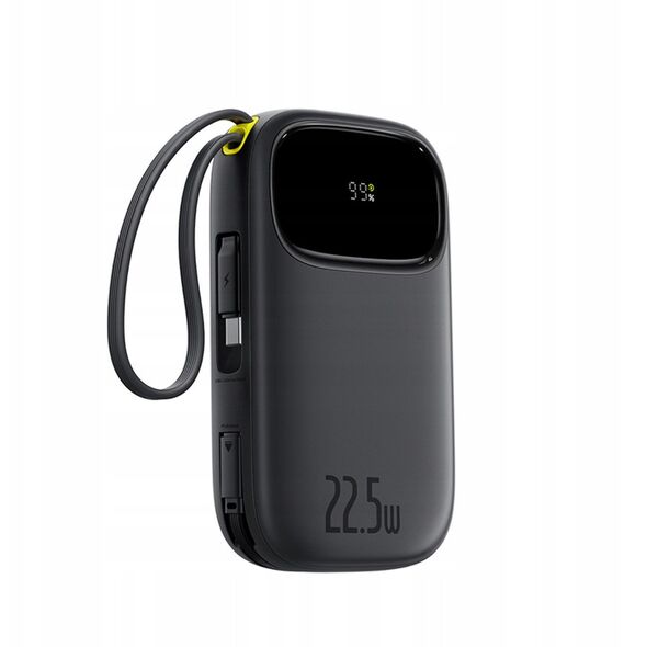Powerbank Baseus EnerFill FC31 10000mAh 22.5W z wyświetlaczem cyfrowym i 2 wbudowanymi kablami (USB-C + Lightning) - czarny