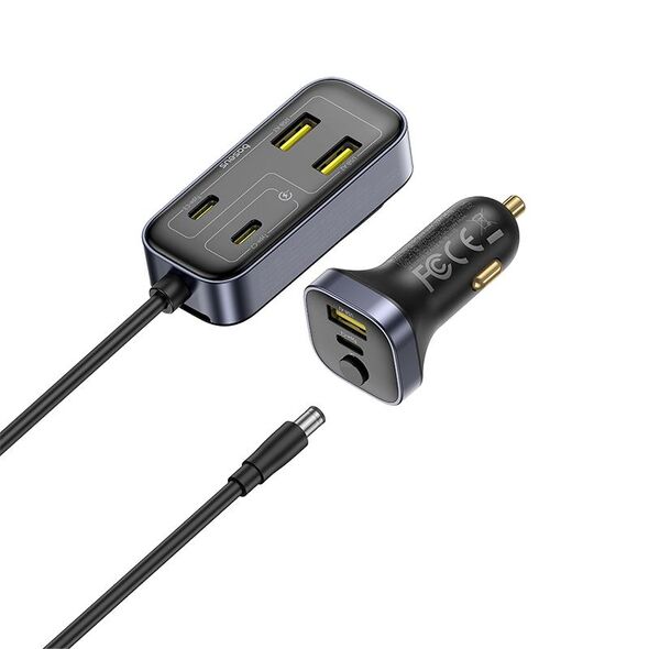Ładowarka samochodowa Baseus BackseatPal L1 110W 3 x USB-A + 3 x USB-C z przedłużaczem 1,5 m - czarna