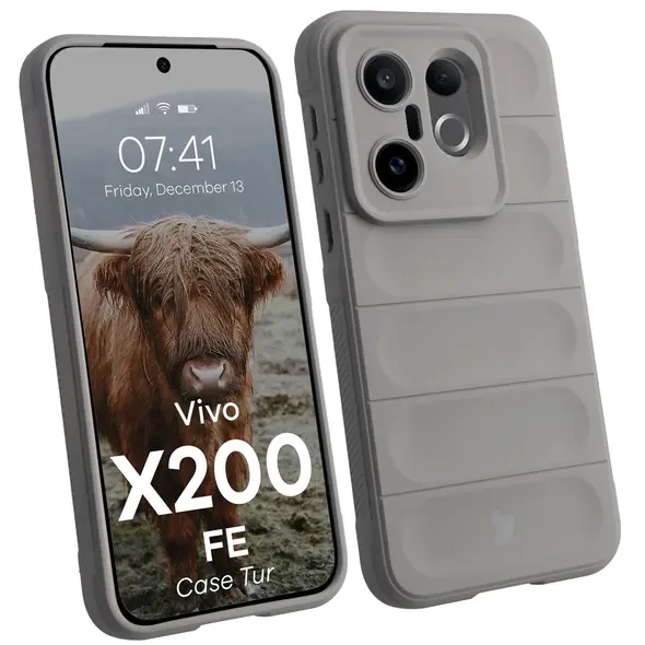 Pancerne etui Bizon Case Tur do Vivo X200 FE jasnoszare