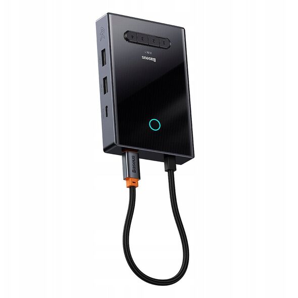 Hub USB-C 8w1 Baseus PioneerJoy HDMI 4K@60Hz + HDMI 4K@30Hz + DisplayPort 8K@30Hz + VGA + 2 x USB-A 3.0 + 2 x USB-C - szary