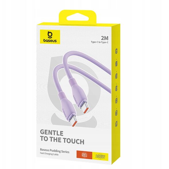 Kabel Baseus Pudding 100W USB-C - USB-C 2m - fioletowy