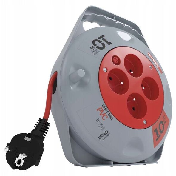 Przedłużacz bębnowy Emos P19410N 10m 4 gnizda PVC 230V 10A 1mm2 IP20 czerwony/czarny