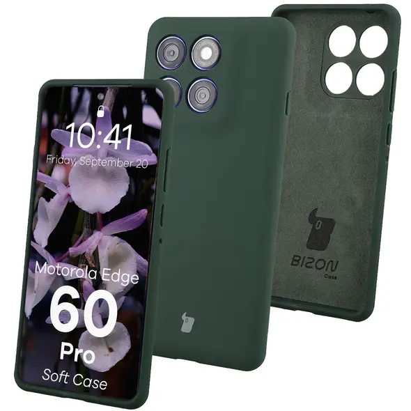 Silikonowe etui Bizon Soft Case do Motorola Edge 60 Pro ciemnozielone