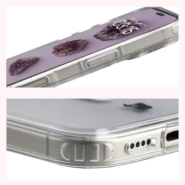 Etui z pierścieniem magnetycznym Bizon Case CrystalO Magnetic do Apple iPhone 17 przezroczyste