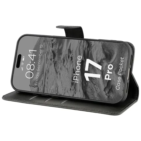 Etui z klapką Bizon Case Pocket do Apple iPhone 17 Pro czarne