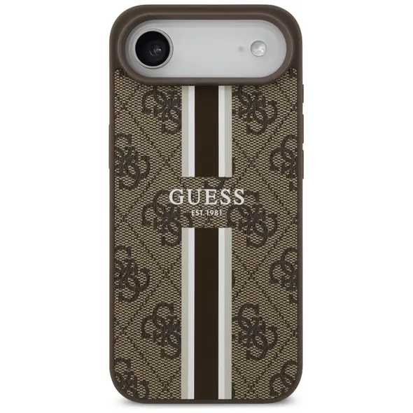 Etui Guess 4G Printed Stripes MagSafe do Apple iPhone 17 Air brązowy