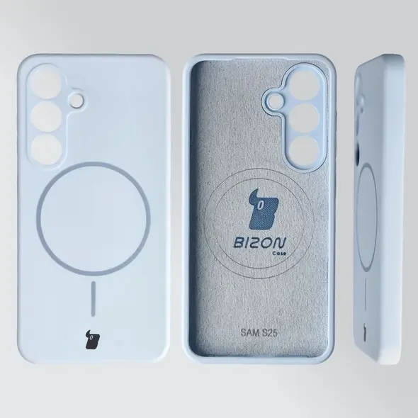 Silikonowe etui z pierścieniem magnetycznym Bizon Soft Case Magnetic do Samsung Galaxy S25 błękitne