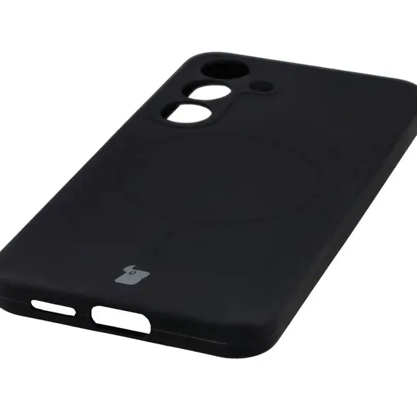Silikonowe etui z pierścieniem magnetycznym Bizon Soft Case Magnetic do Samsung Galaxy S25 czarne