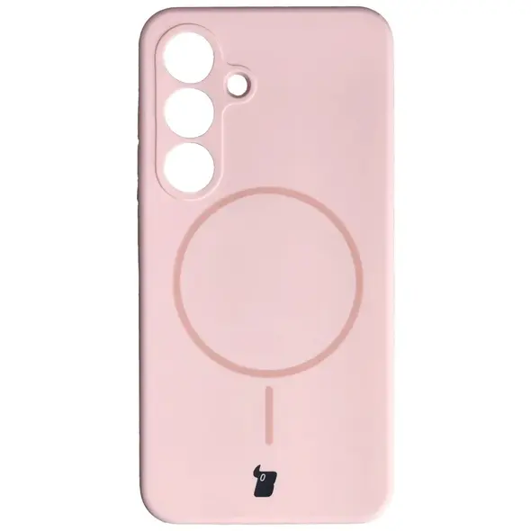 Silikonowe etui z pierścieniem magnetycznym Bizon Soft Case Magnetic do Samsung Galaxy S25 jasnoróżowe