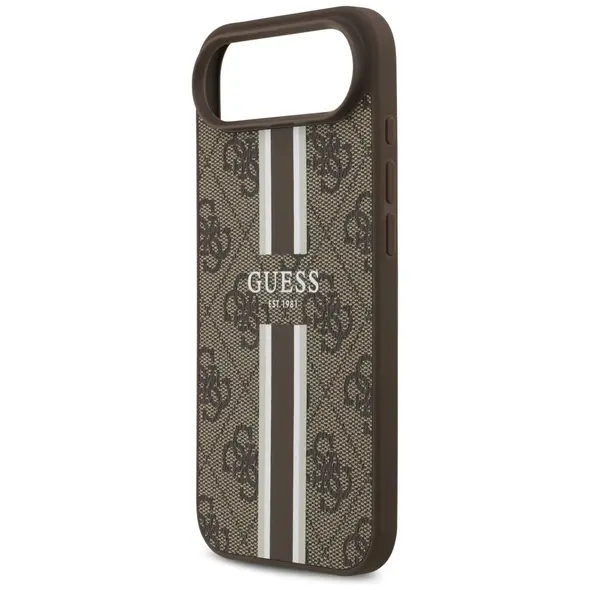 Etui Guess 4G Printed Stripes MagSafe do Apple iPhone 17 Air brązowy