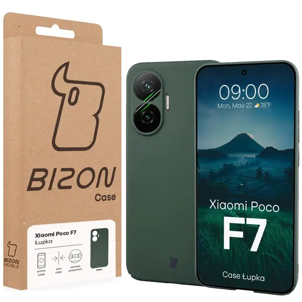 Etui Bizon Case Łupka do Xiaomi POCO F7 zielone