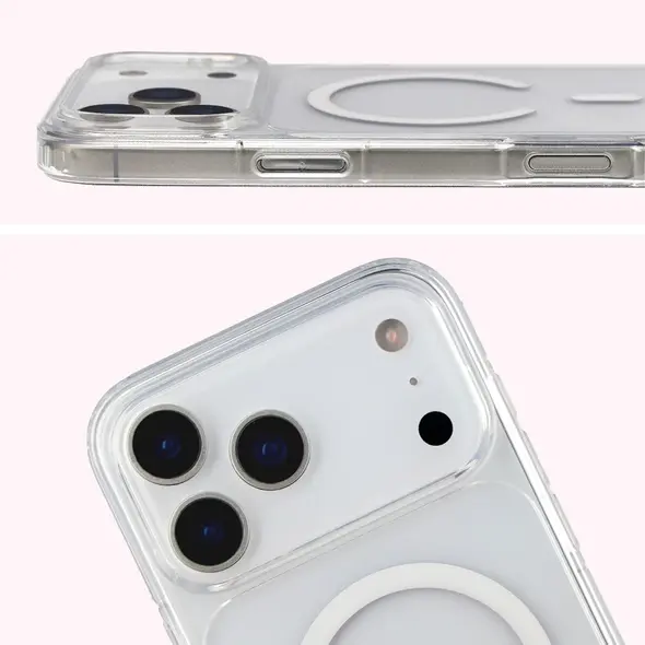Etui z pierścieniem magnetycznym Bizon Case CrystalO Magnetic do Apple iPhone 17 Pro Max przezroczyste