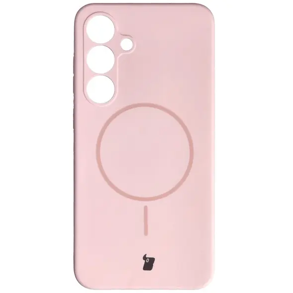 Silikonowe etui z pierścieniem magnetycznym Bizon Soft Case Magnetic do Samsung Galaxy S25+ Plus jasnoróżowe