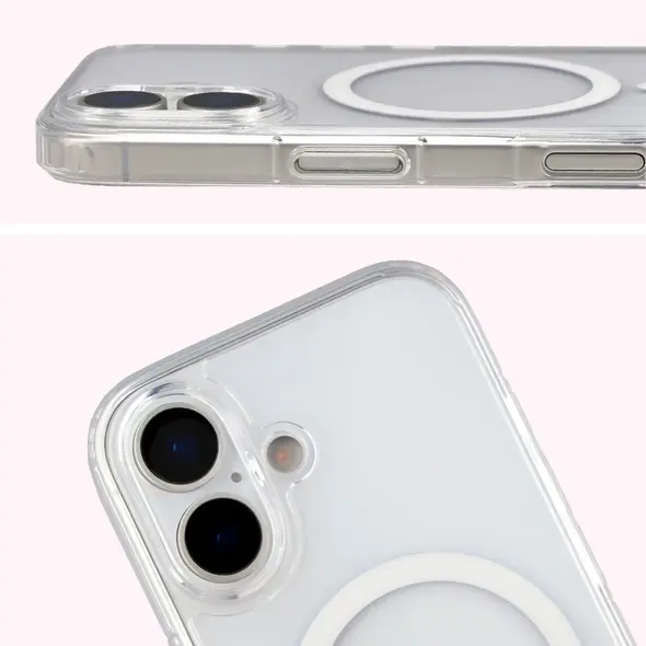 Etui z pierścieniem magnetycznym Bizon Case CrystalO Magnetic do Apple iPhone 17 przezroczyste