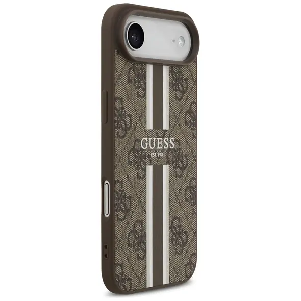 Etui Guess 4G Printed Stripes MagSafe do Apple iPhone 17 Air brązowy