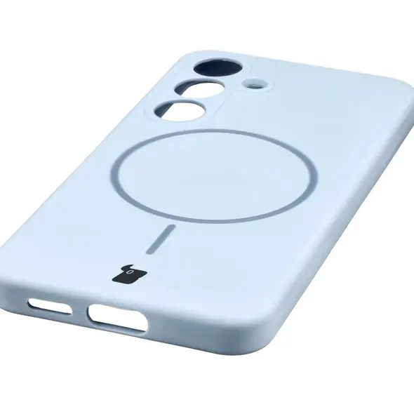 Silikonowe etui z pierścieniem magnetycznym Bizon Soft Case Magnetic do Samsung Galaxy S25 błękitne