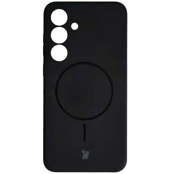 Silikonowe etui z pierścieniem magnetycznym Bizon Soft Case Magnetic do Samsung Galaxy S25+ Plus czarne
