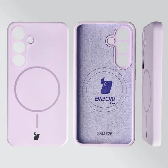 Silikonowe etui z pierścieniem magnetycznym Bizon Soft Case Magnetic do Samsung Galaxy S25 jasnofioletowe