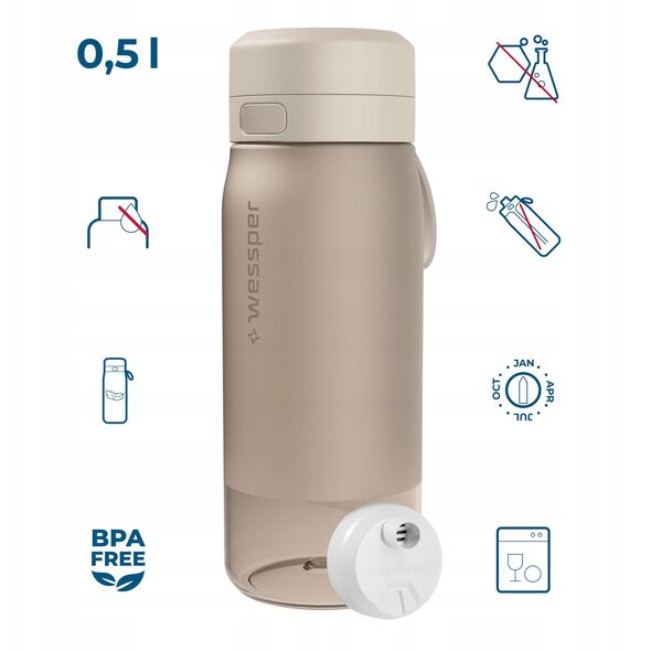 Butelka filtrująca Wessper B2 TRITAN Actitex™ 500ml Beige (WES273-500-BG_K)