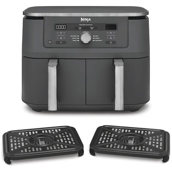 Ninja DZ400EU frytkownica Podwójny 9,5 l Autonomiczny 2470 W Frytkownica na gorące powietrze Szary