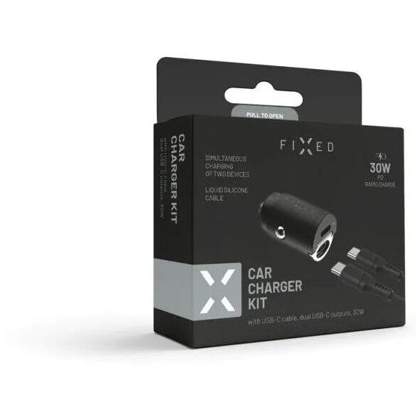 Fixed USB-C 30W + USB-C/USB-C cable, black