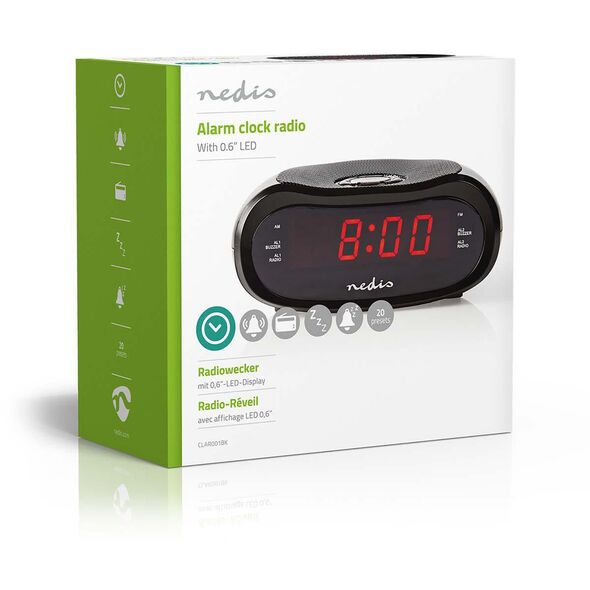 Radiobudzik Nedis CLAR001BK LED projekcja 2x budzik FM Czarny