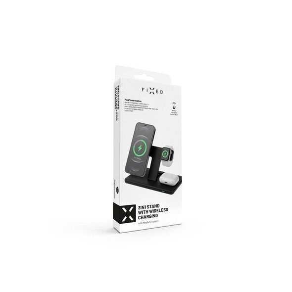 Fixed | MagPowerstation 3-in-1 wireless charging stand with MagSafe mount support | FIXMPOS-BK