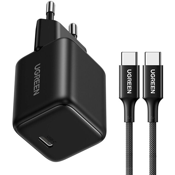 Ładowarka sieciowa UGREEN X513 30W GaN USB-C + kabel USB-C 1m czarna