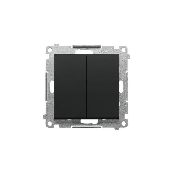 Sterownik przyciskowy podwójny oświetleniowy KontaktSimon Simon 55 GO TEW2W.01/149 z wbudowanym pomiarem energii sterowany smartfonem (Wi-Fi) - SWITCH D 2x5A 230V IP 20 zacisk śrubowy czarny mat