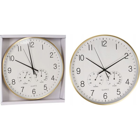 Wall clock GOLD RIM, white/gold/black, 4.2 x 38 cm