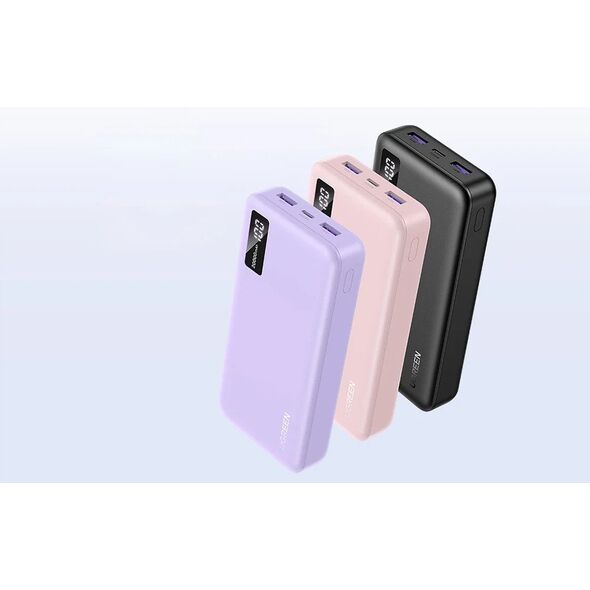 Powerbank UGREEN PB312 20000mAh 2xUSB-A, USB-C 20W fioletowy