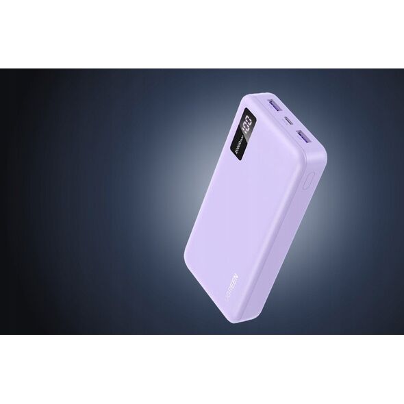 Powerbank UGREEN PB312 20000mAh 2xUSB-A, USB-C 20W fioletowy