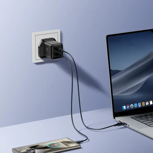 Ładowarka sieciowa Joyroom JR-TCG17 45W 2 x- USB-C (wtyczka UK) - czarna