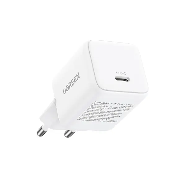Ładowarka sieciowa UGREEN X513 30W GaN USB-C + kabel USB-C 1m biała