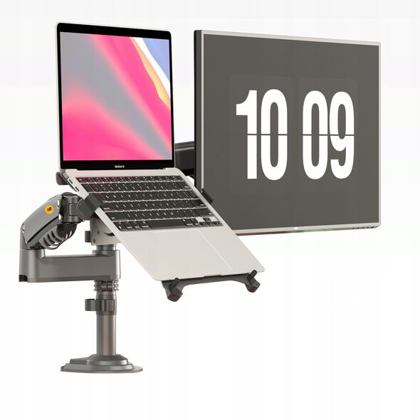 H180-FP Podwójny Ergonomiczny uchwyt biurkowy do laptopa i monitora Regulacja 3D