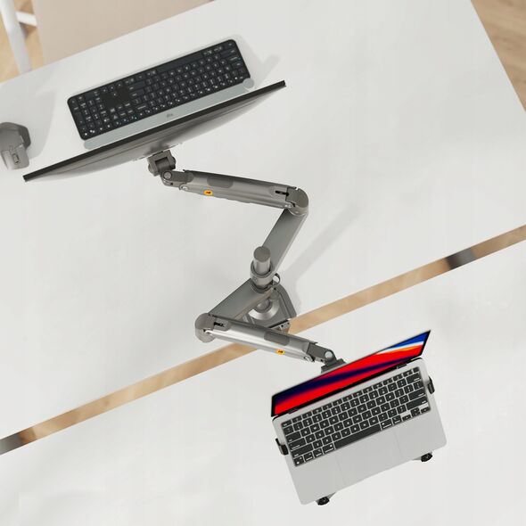 H180-FP Podwójny Ergonomiczny uchwyt biurkowy do laptopa i monitora Regulacja 3D