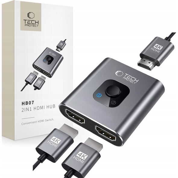 TECH-PROTECT HB07 HUB ADAPTER 2IN1 HDMI 4K 60HZ SPACE GREY
