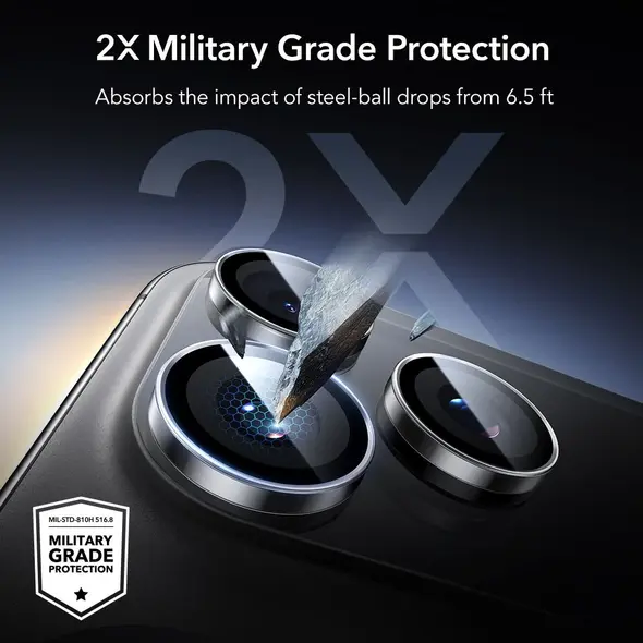 Osłona na aparat ESR Armorite Camera Protector do Apple iPhone 14 Pro / 14 Pro Max / 15 Pro / 15 Pro Max / 16 Pro / 16 Pro Max / 17 Pro / 17 Pro Max Clear