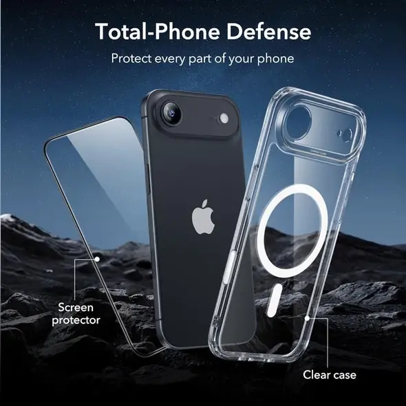 Zestaw ESR etui + szkło na ekran Classic Hybrid MagSafe & Tempered Glass do Apple iPhone 17 Air Clear