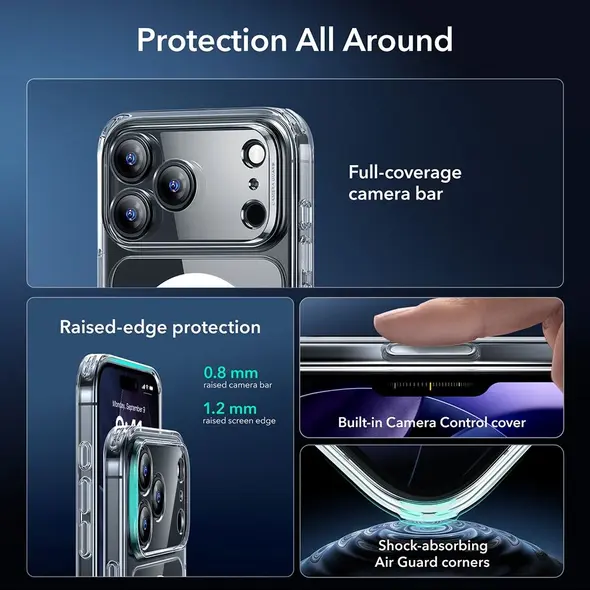 Zestaw ESR etui + szkło na ekran Classic Hybrid MagSafe & Tempered Glass do Apple iPhone 17 Pro Clear
