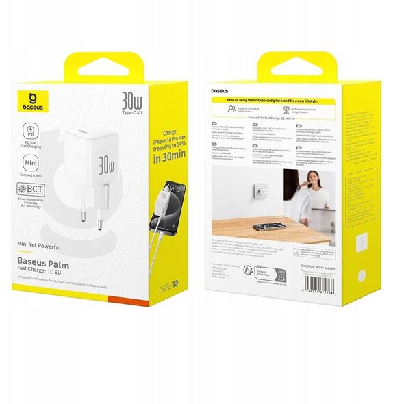 Ładowarka sieciowa Baseus Palm 30W USB-C biała