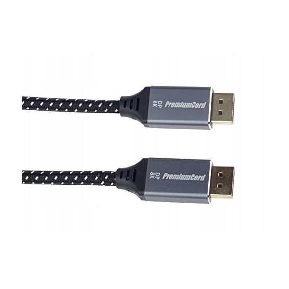 Kabel PremiumCord PREMIUMCORD Kabel DisplayPort 1.4 přípojný kabel, kovové a zlacené konektory, 0,5m