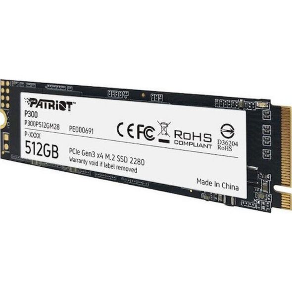 Patriot P300 SSD 512GB M.2 NVMe PCI Express 3.0 (P300P512GM28) (PATRP300P512GM28) έως 12 άτοκες Δόσεις