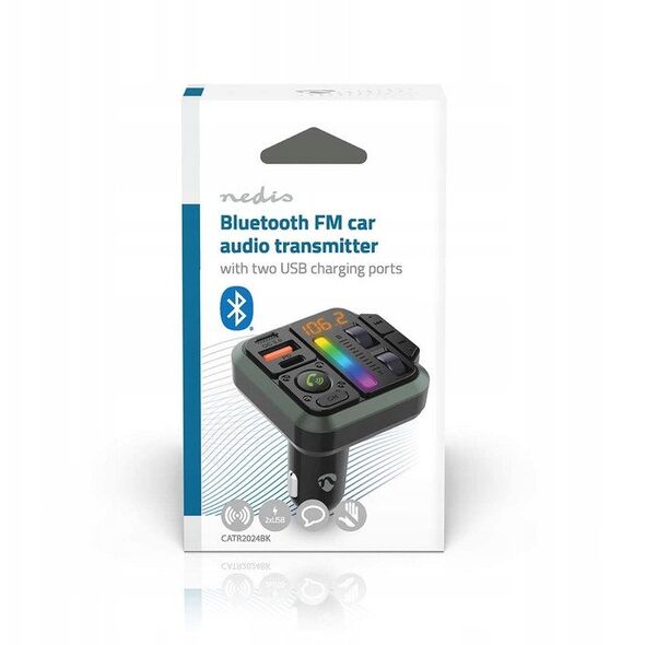 Πομπός FM αυτοκινήτου Nedis CATR2024BK Bluetooth 1" σταθερός Μαύρος