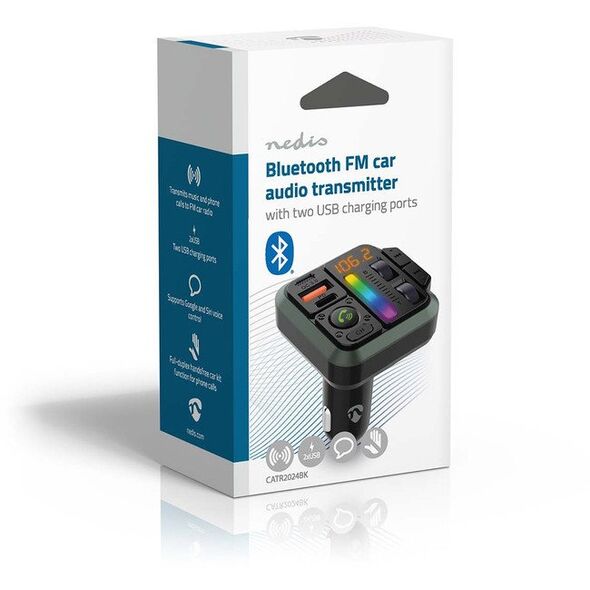 Πομπός FM αυτοκινήτου Nedis CATR2024BK Bluetooth 1" σταθερός Μαύρος