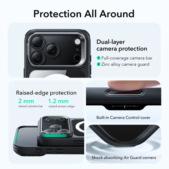 Etui ESR Classic Hybrid Kickstand MagSafe do Apple iPhone 17 Pro Max Clear/black