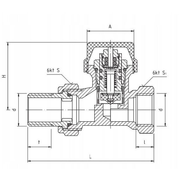 Perfexim Termostatyczny zawór grzejnikowy prosty 1/2" z nastawą wstępną PHA-028 G1/2 WZ PN10 DN15 [10/100]