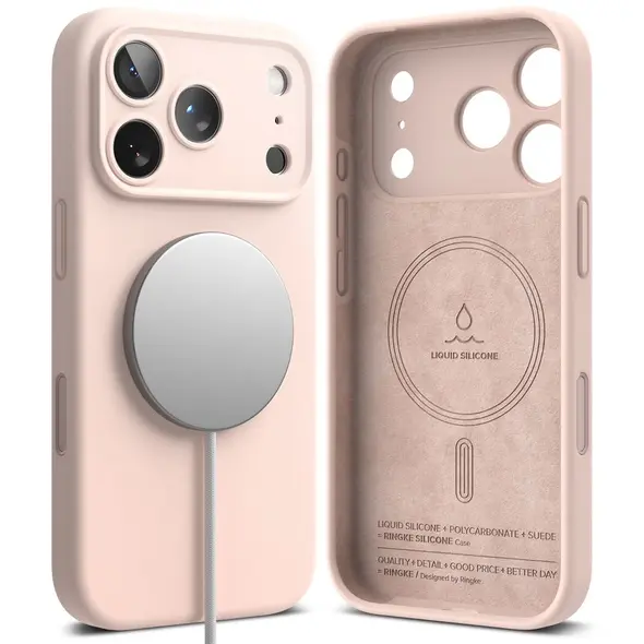 Etui Ringke Silicone Magnetic MagSafe do Apple iPhone 17 Pro Pink Sand